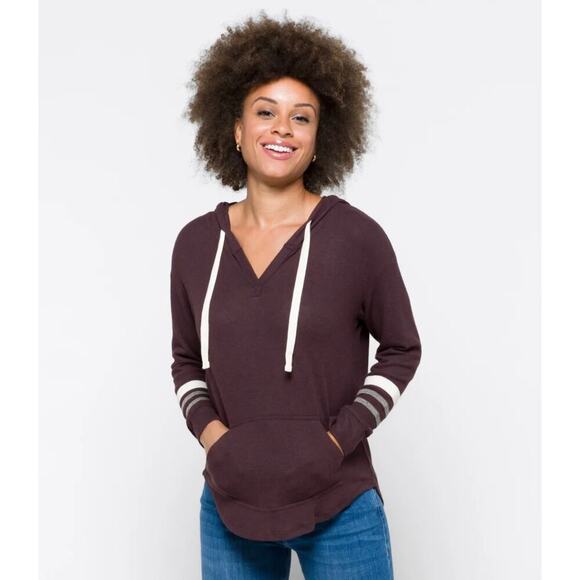 Market & Spruce Kallon Brushed Knit Hoodie Purple Pullover - Small - Picture 1 of 9